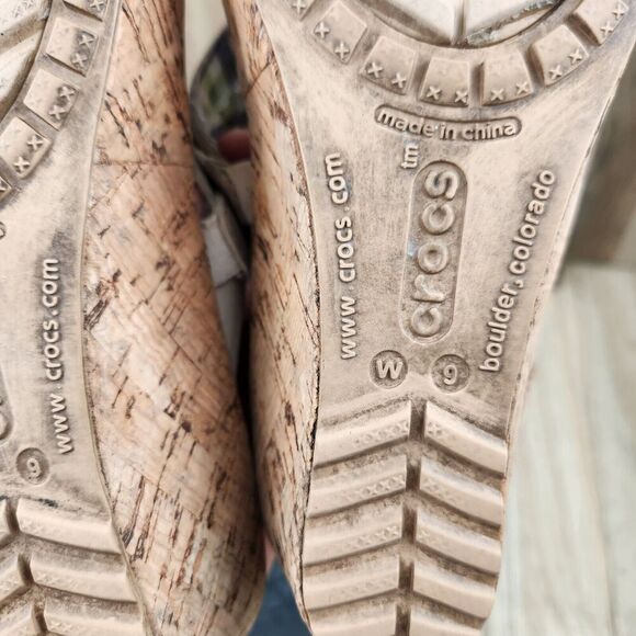 Womens Crocs A-Leigh size 9 Faux Cork Wedge Sandals - Picture 7 of 9